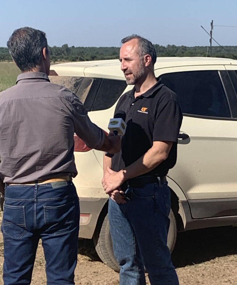 Dr. Rius being interviewed in the field. 
